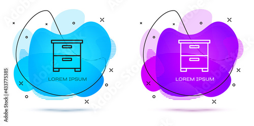 Line Furniture nightstand icon isolated on white background. Abstract banner with liquid shapes. Vector
