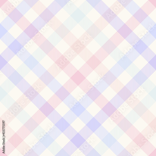 Gingham pattern pale multicolored design for tablecloth. Seamless light vichy check pattern for spring summer picnic blanket, oilcloth, gift paper, other modern everyday fashion fabric print.