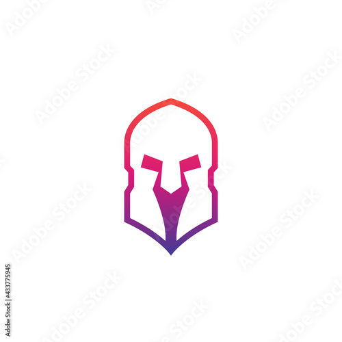 Spartan helmet, vector logo with gradient