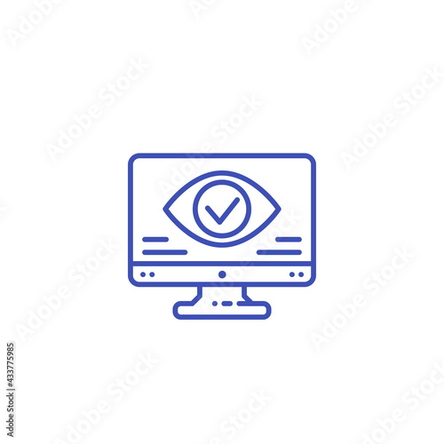 Monitoring, parental control vector line icon