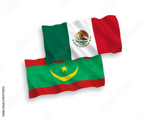Flags of Mexico and Islamic Republic of Mauritania on a white background
