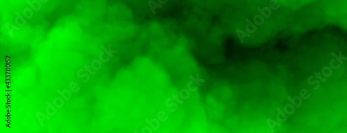 Abstract Gradient Sky Clouds Background. Dreamy green smoke background. Air pollution. Copy space for text. Dramatic 3d scene.  Clouds, light rays and other atmospheric effect