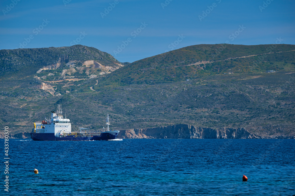 Cargo ship in the Aegean sea, Greece