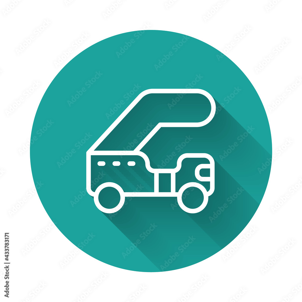White line Passenger ladder for plane boarding icon isolated with long shadow background. Airport stair travel. Green circle button. Vector White line Passenger ladder for plane boarding icon isolated with long shadow background. Airport stair travel. Green circle button. Vector