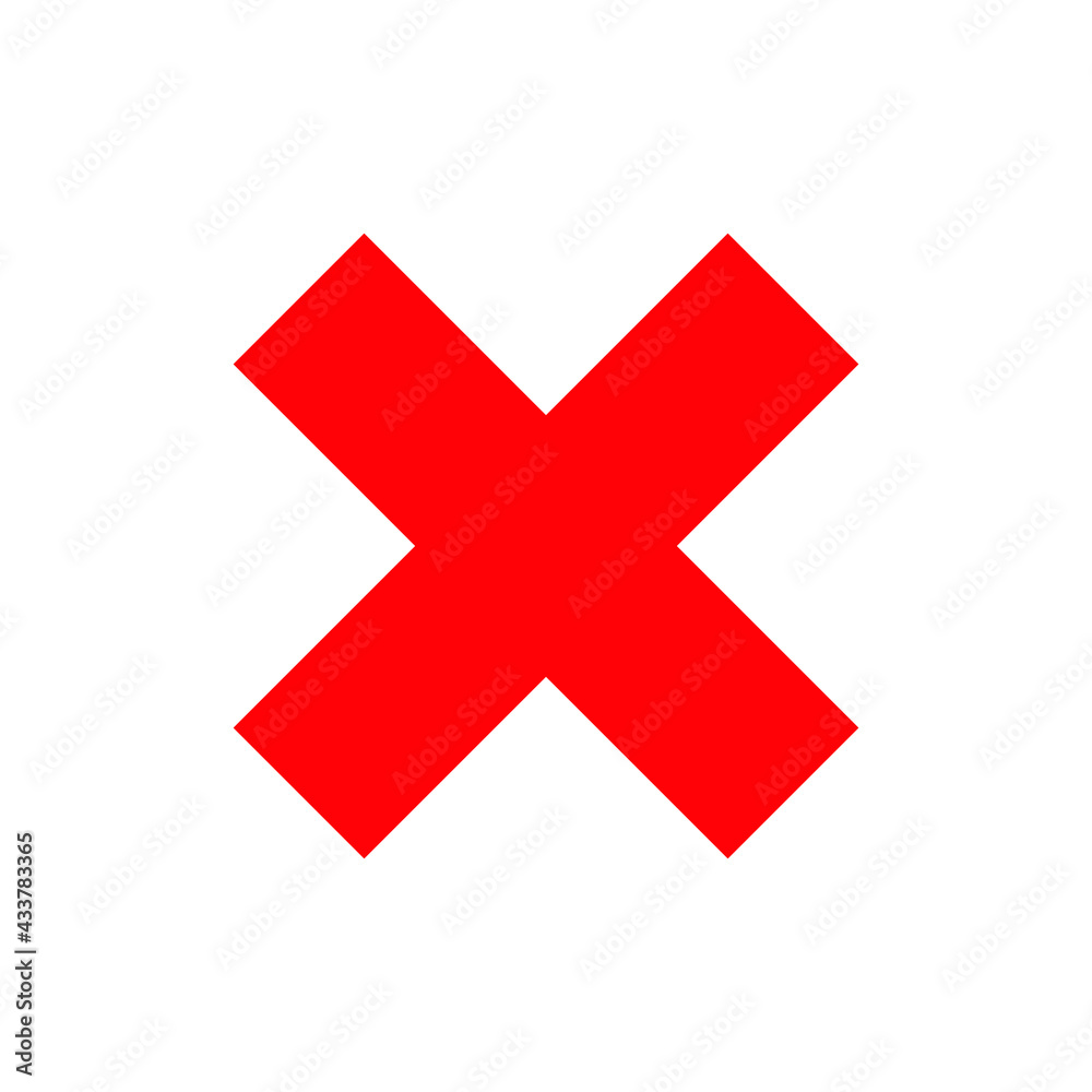 Red diagonal cross. Vector symbol on white background. Red diagonal cross. Vector symbol on white background.
