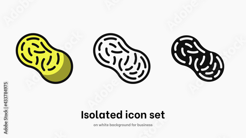 Almond flat icon set. Almond flat vector for nutrition and logo. Isolated allergen icon set on white background for health and diet