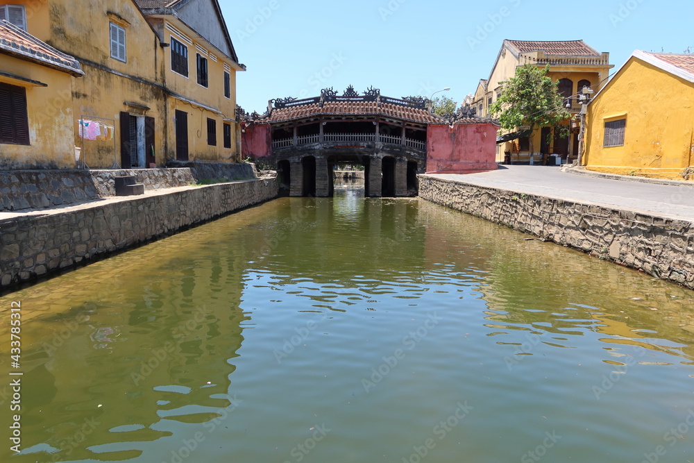 Hoi An, Vietnam, May 15, 2021: Japanese bridge, one of the most emblematic monuments of Hoi An, Vietnam