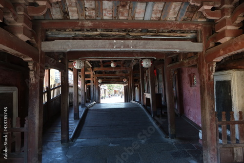 Hoi An  Vietnam  May 15  2021  Wooden interior passageway of the Japanese Bridge in Hoi An  Vietnam. One of the most emblematic monuments of the city