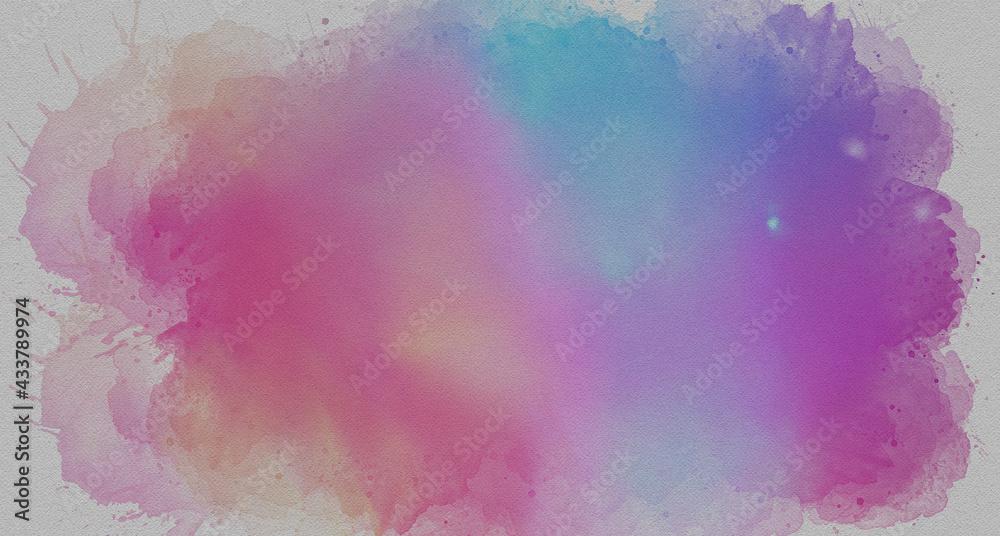 Colorful watercolor texture with splash paint isolated on rough paper texture or grunge background