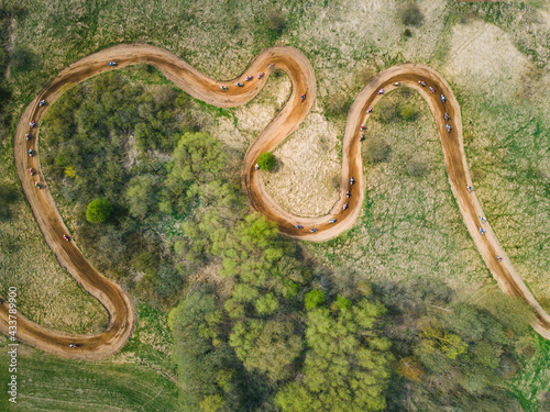 Quadro em tela Cross country  - motocross - enduro - rally raid track from above - motorcycles