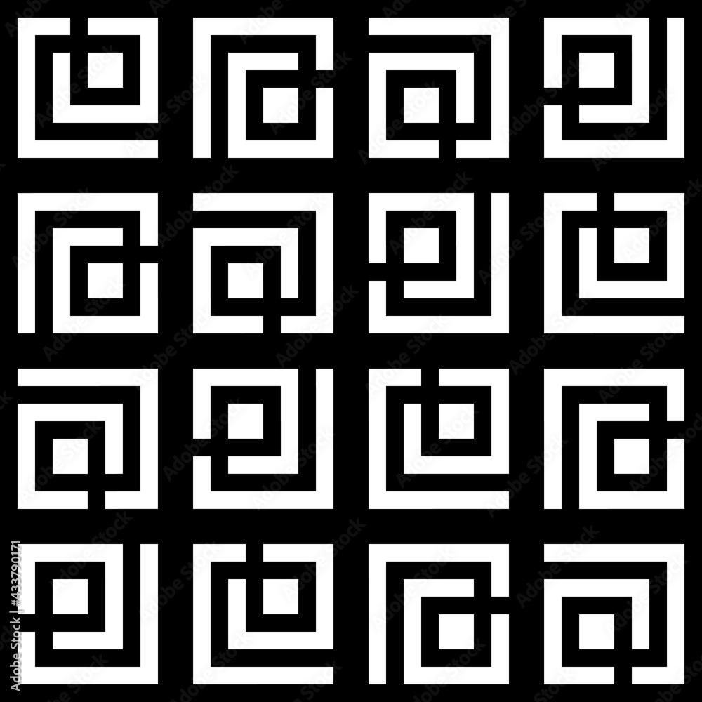 four tiles that are turned to their side. Black tiles pattern in vector.