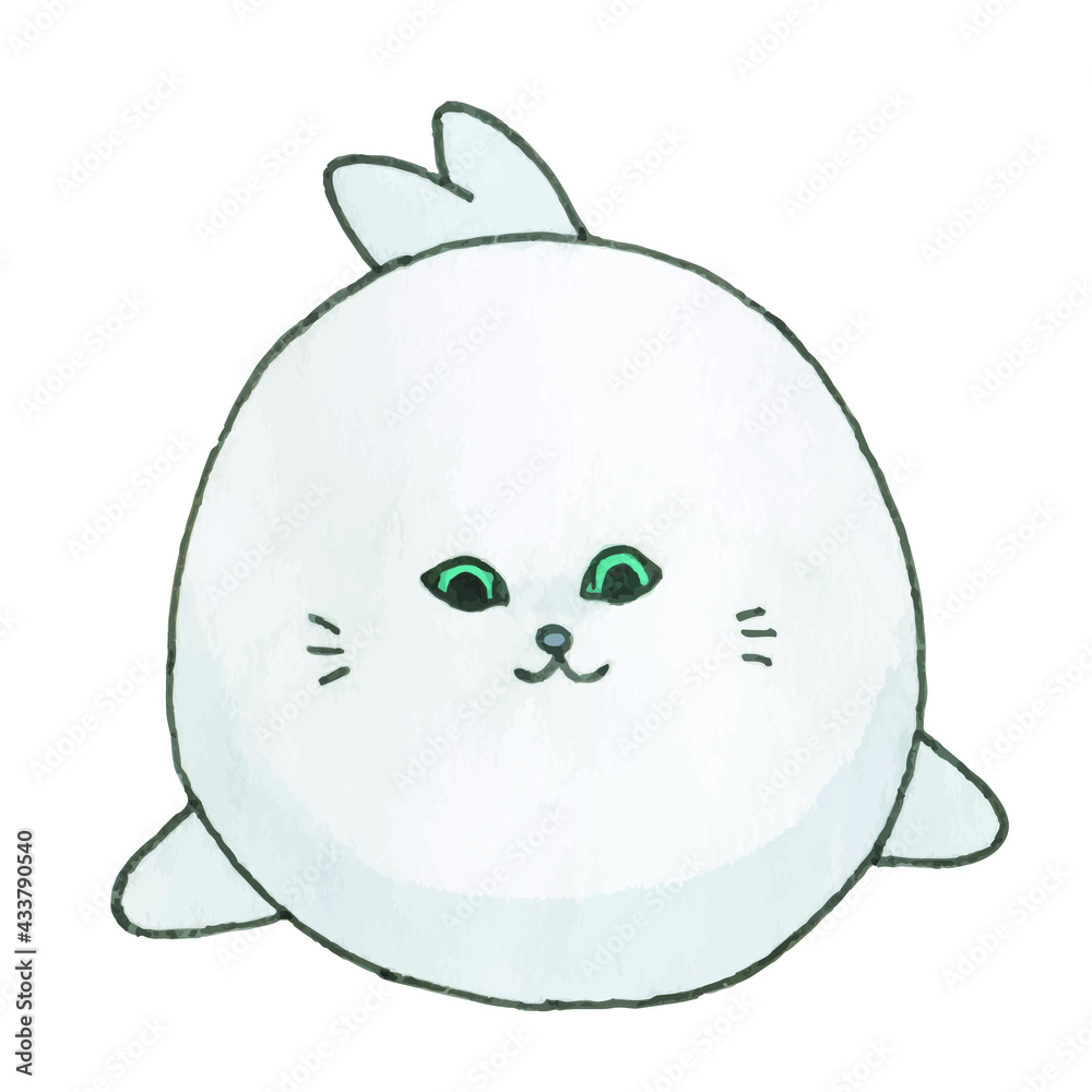 Hand draw markers cartoon cute seal. Kawaii illustration. Fat seal Stock  Vector | Adobe Stock