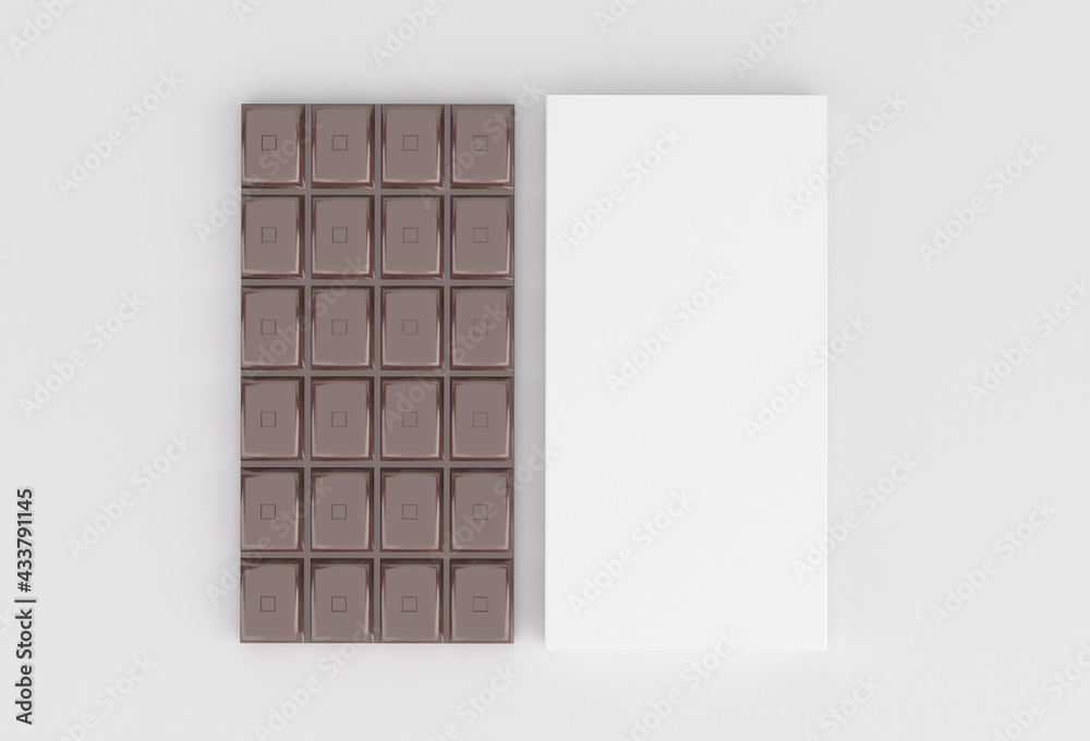 Chocolate package mockup. 3d rendering chocolate package image.3d chocolate package template isolated on soft color background
