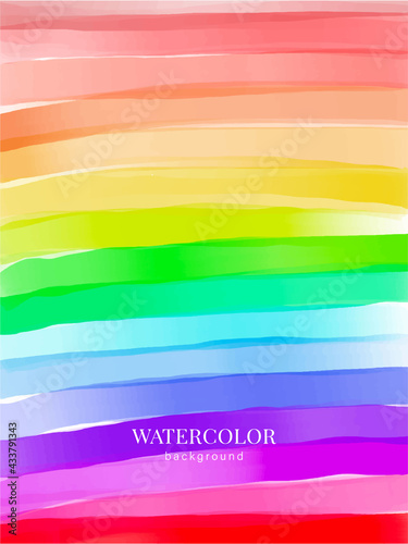 Abstract colorful vector rainbow watercolor stripes background grunge texture.Design template kids club banner, kidzone cover, happy birthday party invitation card. 