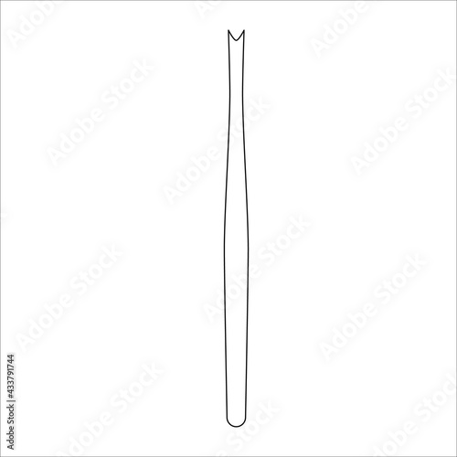 Cuticle trimmer vector line icon. Cuticle cutter for nail care. Symbol for manicure or pedicure procedure. Nail care tool sign isolated on white background.