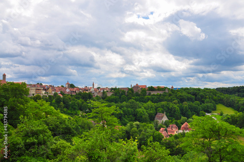 The view from platform in castle garden, Burggarten, Rothenburg, Germany.