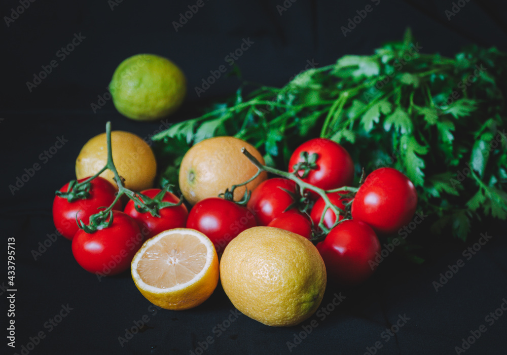 fruits and vegetables on black fruits and vegetables on black
