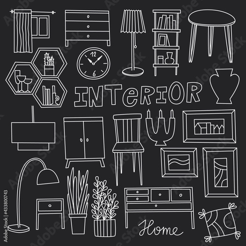 Doodle interior vector illustration, ideal for print, web