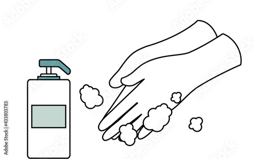 石けんを泡立ててする手洗い