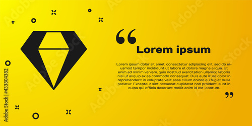 Black Diamond icon isolated on yellow background. Jewelry symbol. Gem stone. Vector