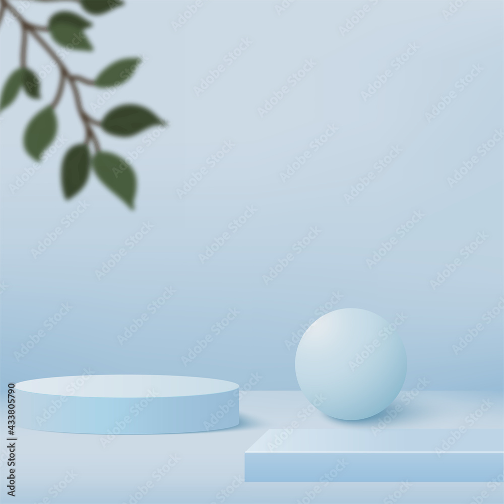 Abstract background with blue color geometric 3d podiums. Vector illustration Abstract background with blue color geometric 3d podiums. Vector illustration