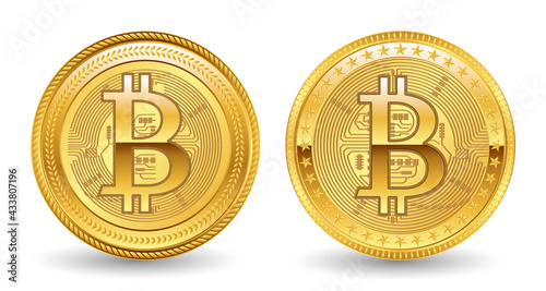 set of crypto currency golden or digital currency bitcoin illustration or digital payment currency  etherum litecoin dogecoin to the moon concept. eps vector