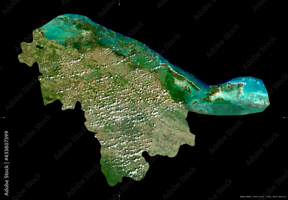 Obraz premium Villa Clara, Cuba - black solid. Sentinel-2 satellite