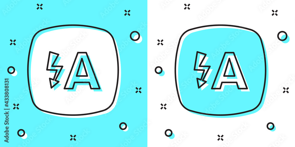 Black line Auto flash icon isolated on green and white background. Automatic flash. Random dynamic shapes. Vector Black line Auto flash icon isolated on green and white background. Automatic flash. Random dynamic shapes. Vector
