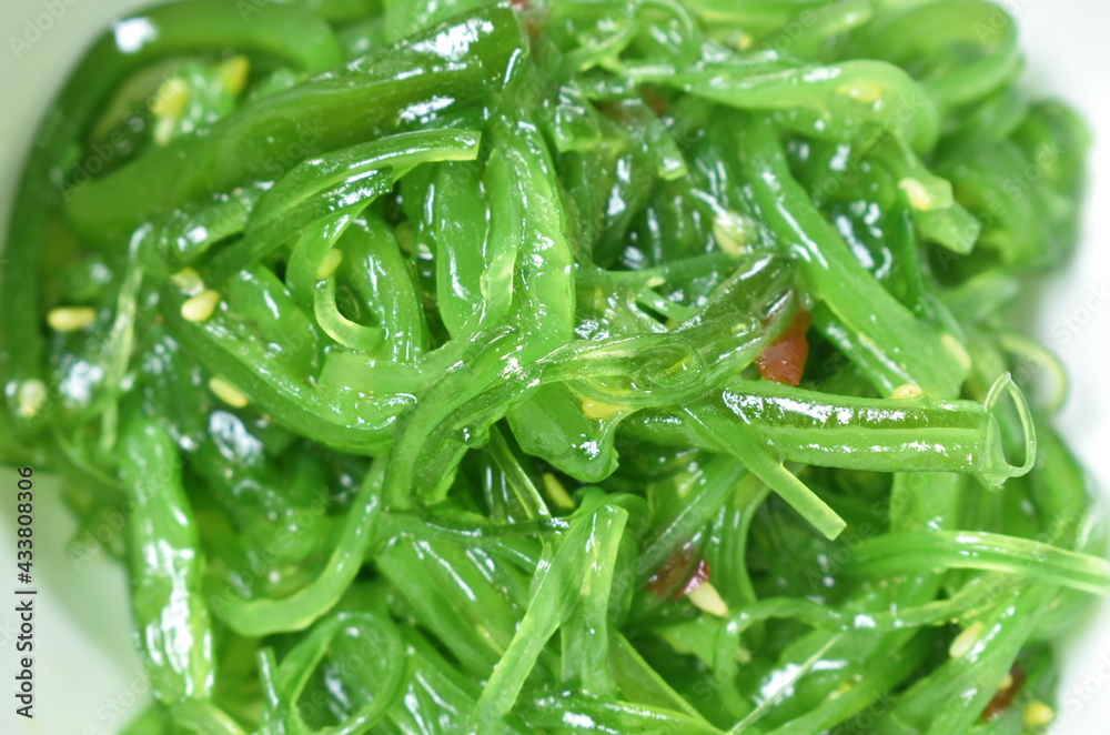 Chukka wakame or seaweed in sesame oil Japanese salad in cup Chukka wakame or seaweed in sesame oil Japanese salad in cup