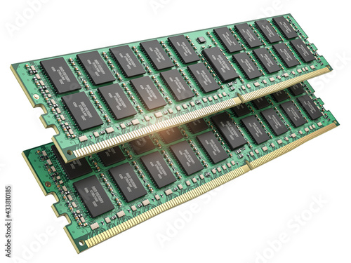 DDR ram computer memory modules isolated on white. photo