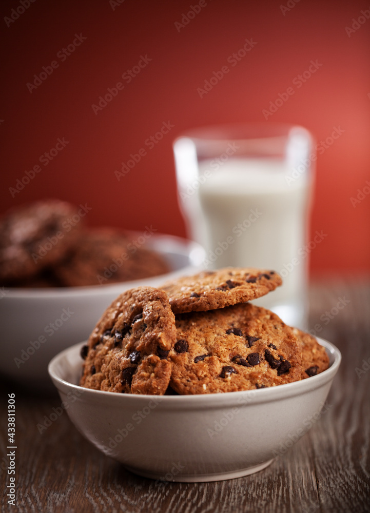 Chocolate chip cookies on a bowl. High quality photo. Chocolate chip cookies on a bowl. High quality photo.