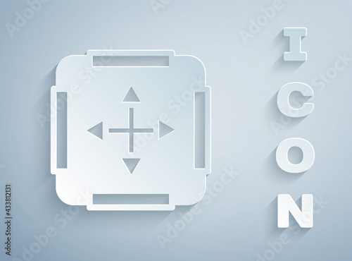 Paper cut Area measurement icon isolated on grey background. Paper art style. Vector
