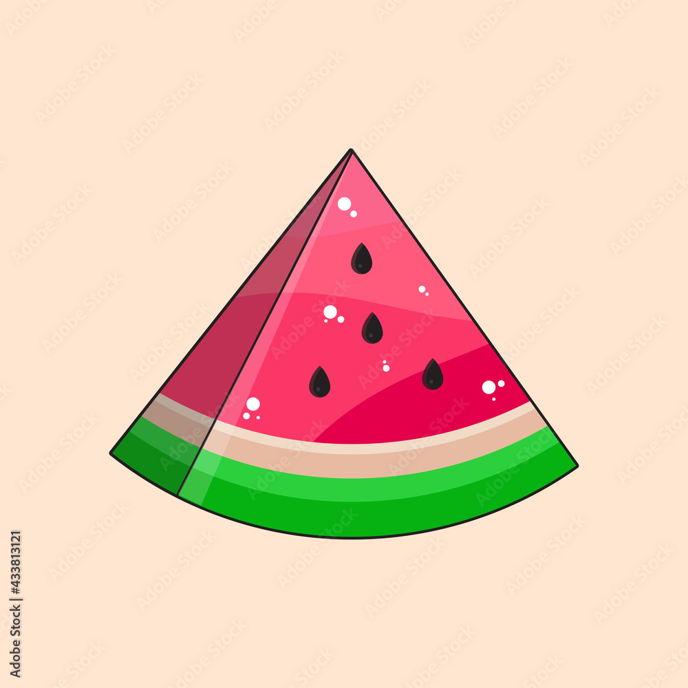 Watermelon cute vector illustration, fresh slice of watermelon