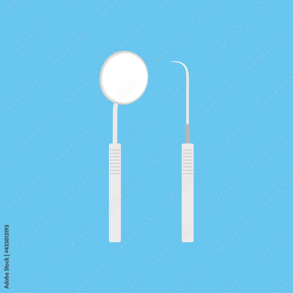 Dental equipment cartoon vector. Dental equipment on blue background.