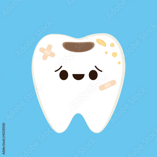 Teeth character design. Teeth cartoon vector. dental equipment vector. Tartar buildup are common dental.