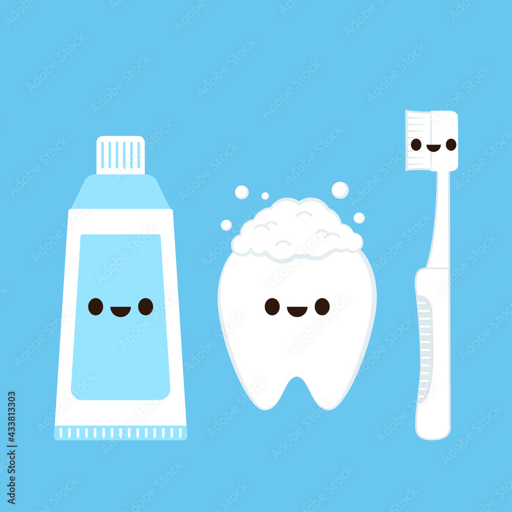 Toothbrush, Toothpaste and Teeth character design. Toothbrush, Toothpaste and Teeth character design.