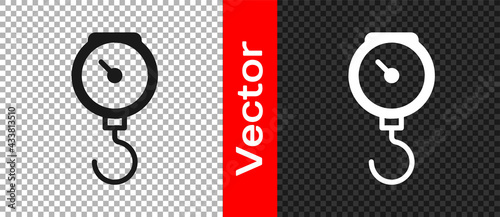 Black Hand scale spring mechanical icon isolated on transparent background. Vector