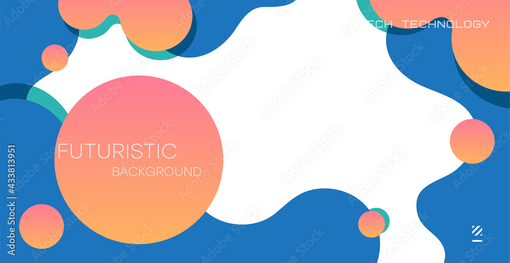 Liquid background with dynamic bubbles. Minimalist retro poster graphic vector illustration.