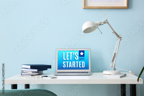 Text LET'S GET START on scr...