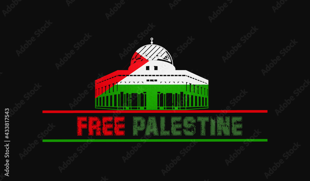 Beautiful Free Palestine Illustration with Lettering Text