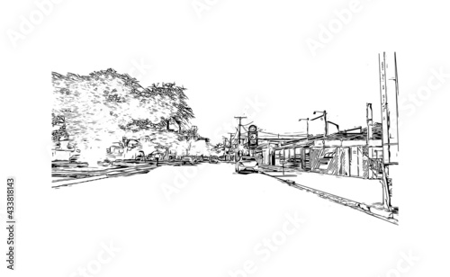 Building view with landmark of Feira de Santana is a city in Brazil. Hand drawn sketch illustration in vector. photo