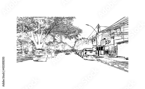 Building view with landmark of Feira de Santana is a city in Brazil. Hand drawn sketch illustration in vector. photo