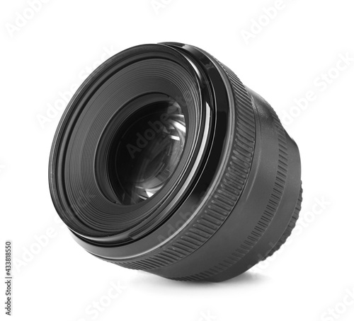 Camera's lens isolated on white. Photography equipment