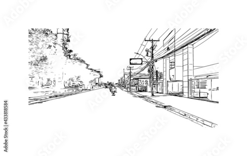 Building view with landmark of Feira de Santana is a city in Brazil. Hand drawn sketch illustration in vector. photo