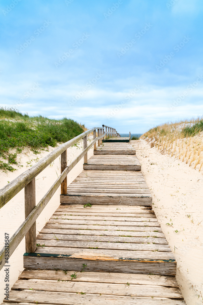 Footpath on dune on Sylt. Germany.