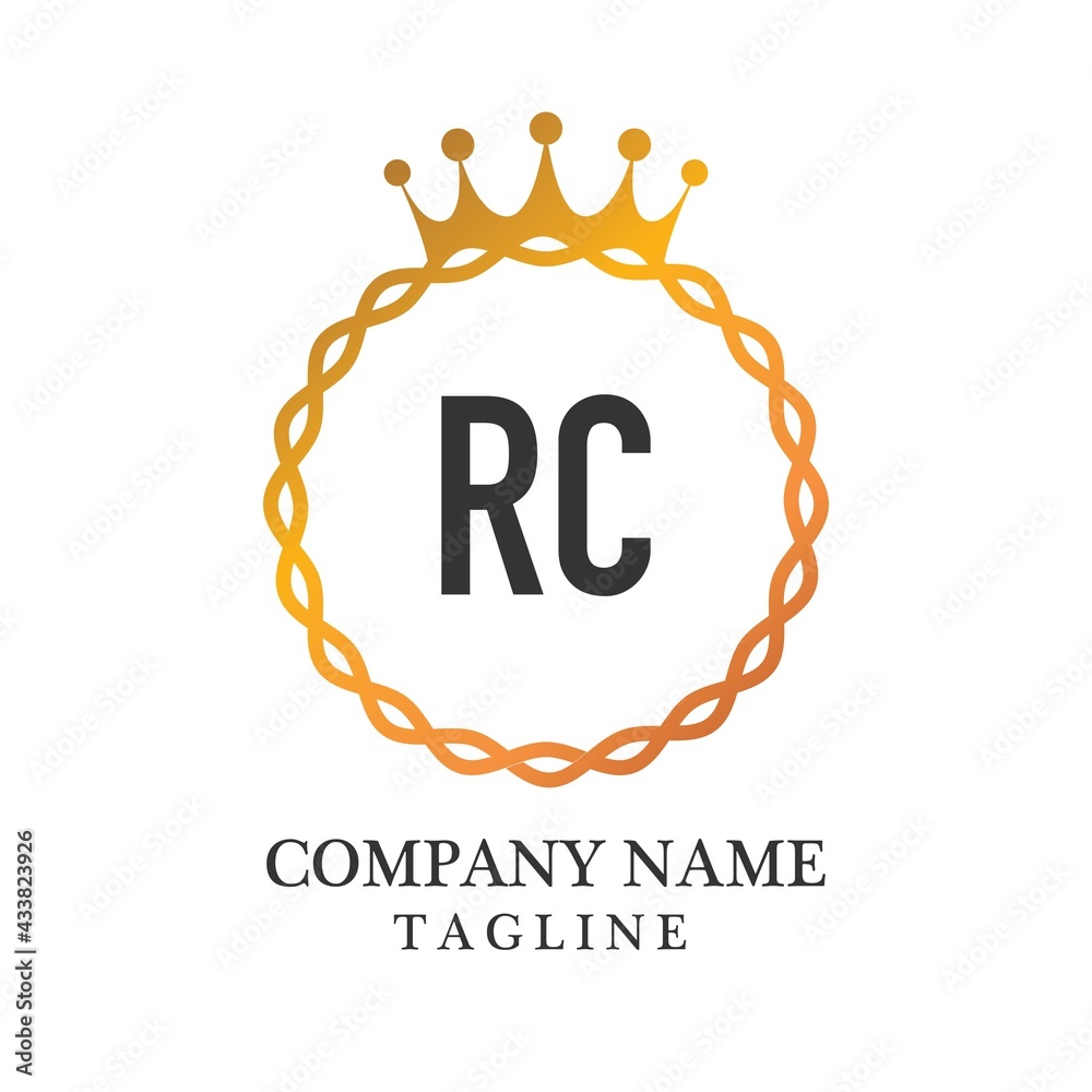 Initial Letter RC Elegance Logo Design Template. Vintage circle line ...