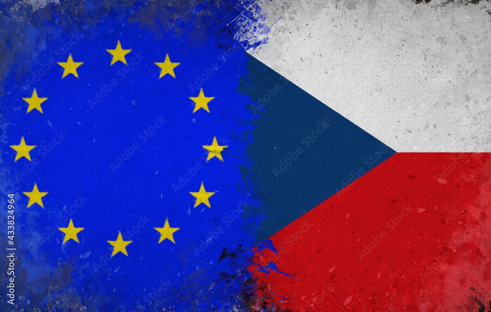 Czech Republic, Czech Republic and European Union, European Union Background - Watercolor Design