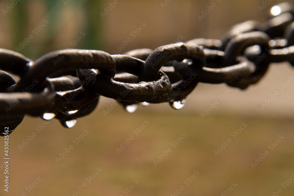 large black metal chain with raindrops on it large black metal chain with raindrops on it