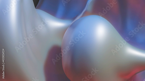 smooth wave surface of pearlescent color. 3d render illustration