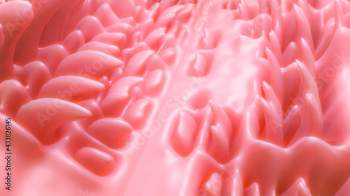 light pink deformed background with waves and deformations. 3d render illustration